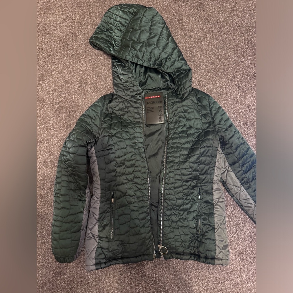 Prada puffy green winter jacket